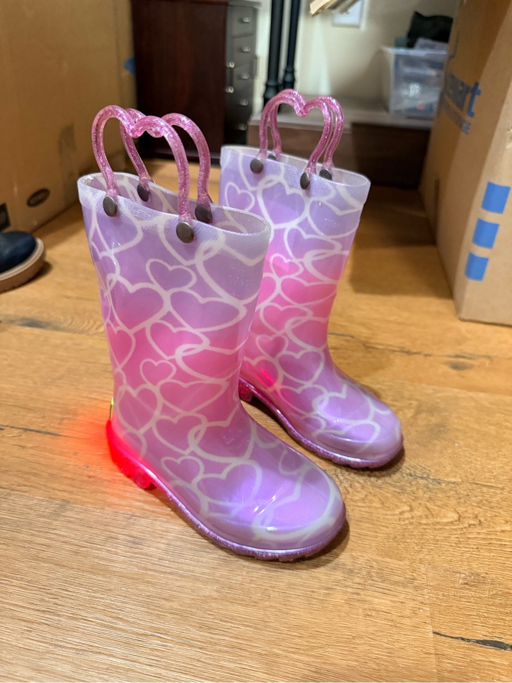 Western Chief Kids Light-Up Heart Rain Boots in Pink and Purple